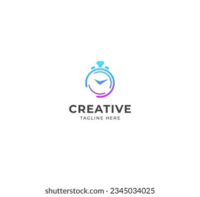 Logo del reloj. Ilustración del logotipo de la hora de Stopwatch.
