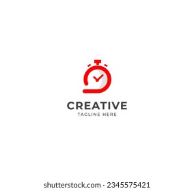 Clock logo. Stopwatch time logo illustration.