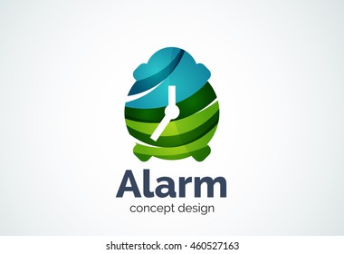 Clock logo template, time management business concept. Modern minimal design logotype created with geometric shapes - circles, overlapping elements