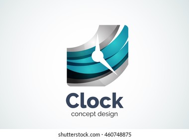 Clock logo template, time management business concept. Modern minimal design logotype created with geometric shapes - circles, overlapping elements