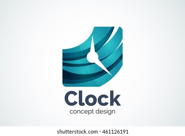 Clock logo template, time management business concept. Modern minimal design logotype created with geometric shapes - circles, overlapping elements