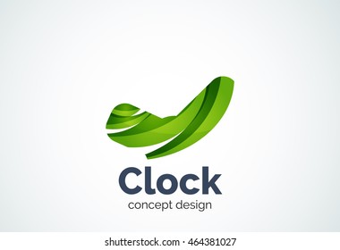 Clock logo template, time management business concept. Modern minimal design logotype created with geometric shapes - circles, overlapping elements