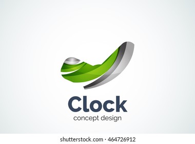 Clock logo template, time management business concept. Modern minimal design logotype created with geometric shapes - circles, overlapping elements