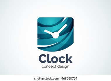Plantilla de logotipo de reloj, concepto de negocio de gestión del tiempo. Logotipo moderno de diseño mínimo creado con formas geométricas - círculos, elementos superpuestos