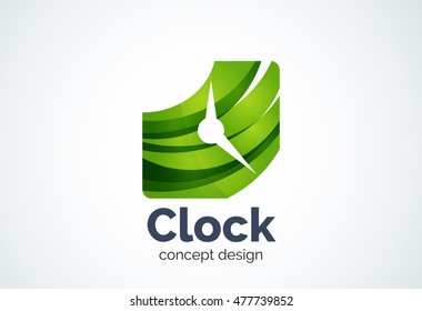 Clock logo template, time management business concept. Modern minimal design logotype created with geometric shapes - circles, overlapping elements
