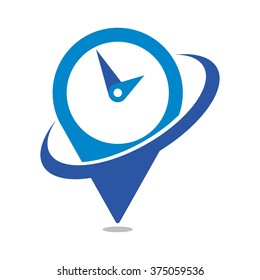 clock logo vector. pin logo.