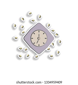 Clock, Long night colored hand drawn icon. Element of autumn icon for mobile concept and web apps. Hand drawn colored Clock, Long night can be used for web and mobile on white bakgorund