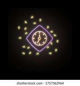 Reloj, ícono de neón dibujado a mano durante largas noches. Línea delgada simple, contorno vector de iconos de otoño para ui y ux, sitio web o aplicación móvil