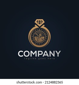 Clock, Luxury, Diamond Premium Logo Design