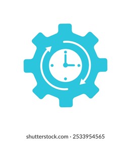 Symbol für Uhren und Maschinen. Einzeln auf weißem Hintergrund. 
