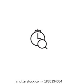 clock with magnifier icon isolated  on white background