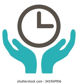 Clock Maintenance vector icon. Style is bicolor flat symbol, grey and cyan colors, rounded angles, white background.