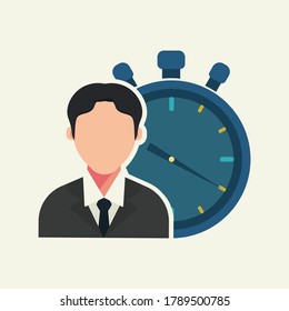 Clock and man vector illustration. time management concept. Business and finance