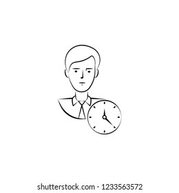 clock, management, productivity hand drawn icon. Outline symbol design from business set