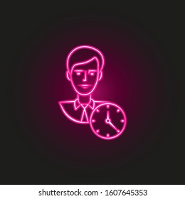clock, management, productivity hand drawn neon style icon. Simple thin line, outline vector of business icons for ui and ux, website or mobile application