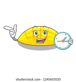 With clock mango slices on the over cartoon