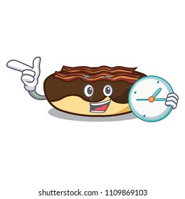 With clock maple bacon bar character cartoon