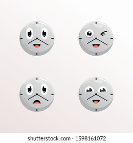 clock mascot expressions design vector