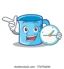 With clock measuring cup character cartoon