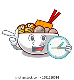 With clock meatball in the a mascot shape