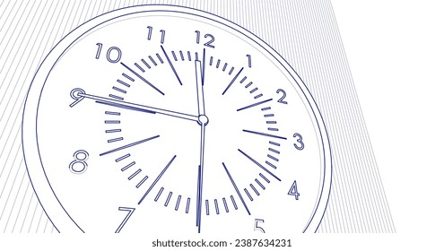 clock mechanical 3d rendering sketch