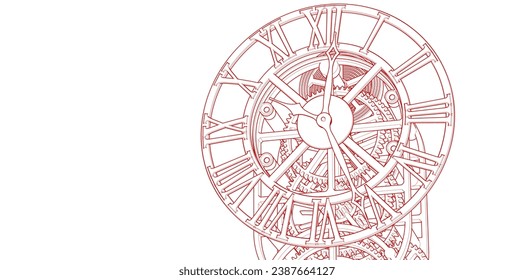  clock mechanical 3d rendering sketch