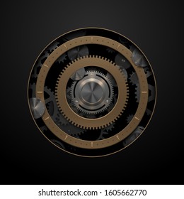 Clock mechanical gears elements background