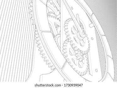 
clock mechanism symbol 3d illustration