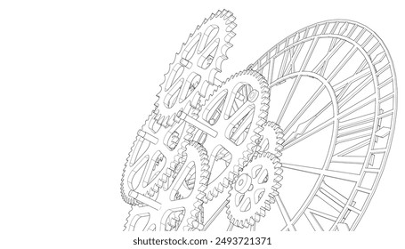 clock mechanism symbol 3d illustration