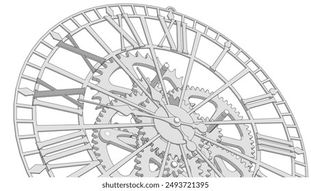 clock mechanism symbol 3d illustration