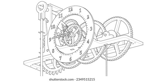 clock mechanism symbol 3d rendering