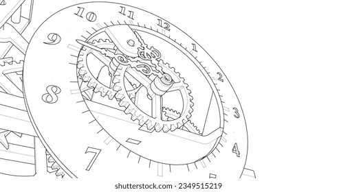 símbolo del mecanismo de reloj 3d representación