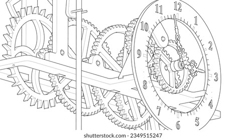 clock mechanism symbol 3d rendering