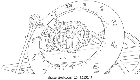 clock mechanism symbol 3d rendering