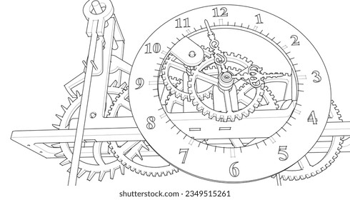 símbolo del mecanismo de reloj 3d representación