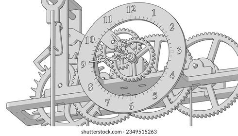 clock mechanism symbol 3d rendering