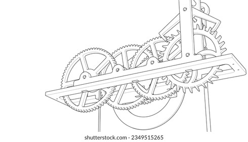 clock mechanism symbol 3d rendering