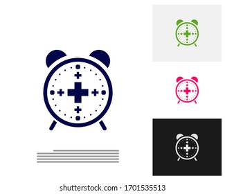 Vector de concepto de diseño del logotipo médico Clock. Plantilla de logotipo de administración de tiempo de mantenimiento. Icono de concepto aislado en fondo blanco. Símbolo vector.