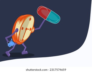 clock and medicine vector illustration