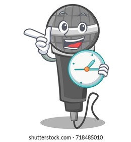 With clock microphone cartoon character design