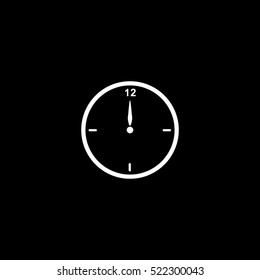 Clock Midnight Christmas New Year Flat Icon On Black Background