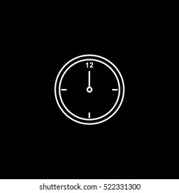 Clock Midnight Christmas New Year Line Icon On Black Background