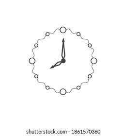 Clock. Minimal. Vector design object over white background.