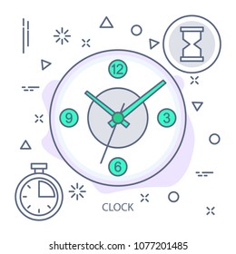 Clock Modern flat color line vector icon