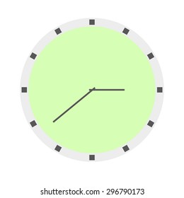 Clock in a modern style flat design with squares instead of numbers of gray and light green