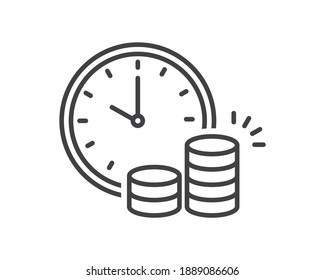clock and money. Cash advance, fundraising, fiscal period, annuity, income increase, financing efficiency, return on investment, budget planning, accounting concept, audit report, vector flat icon