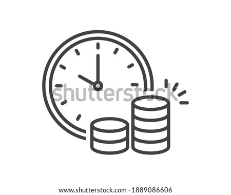 clock and money. Cash advance, fundraising, fiscal period, annuity, income increase, financing efficiency, return on investment, budget planning, accounting concept, audit report, vector flat icon