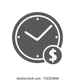 Clock money icon. Simple illustration of clock money vector icon isolated on white background