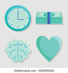 clock and money icons set