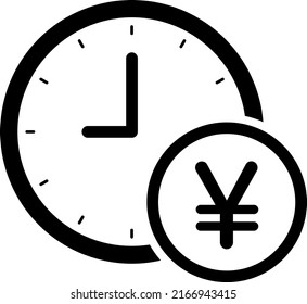 Clock and money isolated vector icon.